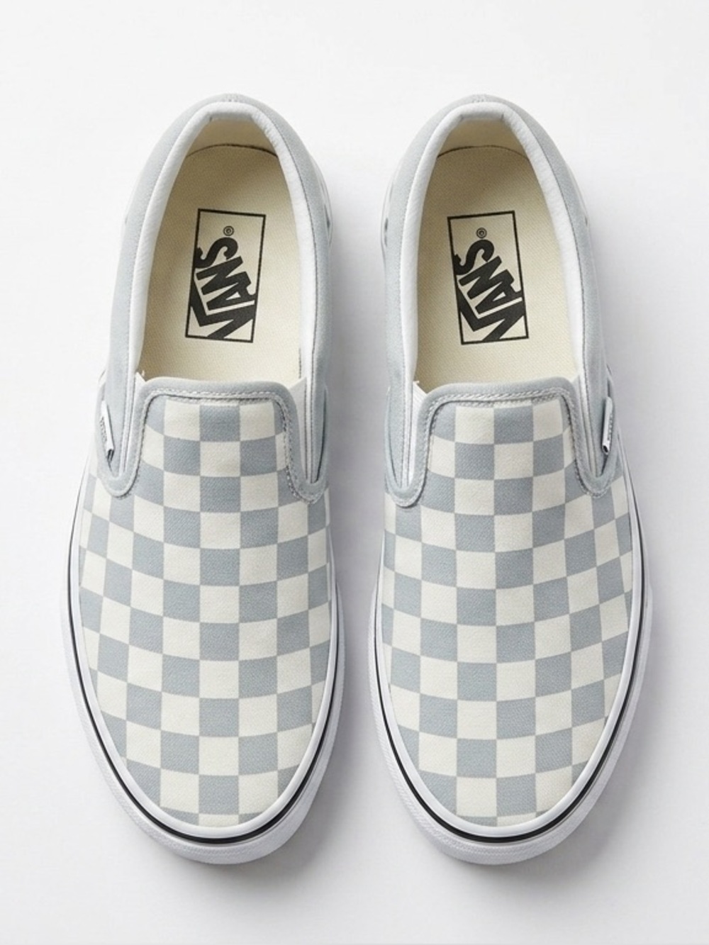 Vans Classic Slip-On Checkerboard Sneakers Pewter Grey White Women’s Size 5.5